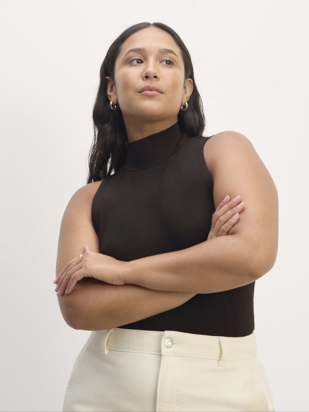 Everlane Tank Top Womens Black Form Mock Neck Supima Cotton Turtleneck